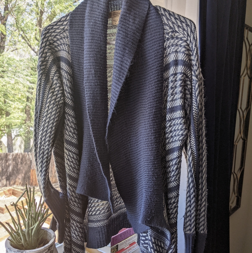 Soft and cozy blue and white sweater